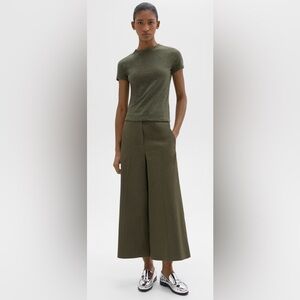 Theory Olive Green Wide Leg Cropped Linen Blend Pants - Never Worn